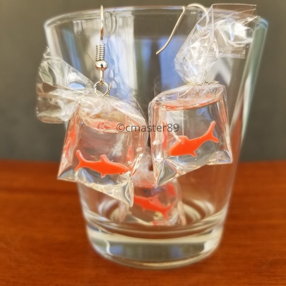 Clear Fish In A Bag Earring & Pendant Set - NEW - Picture 3 of 8